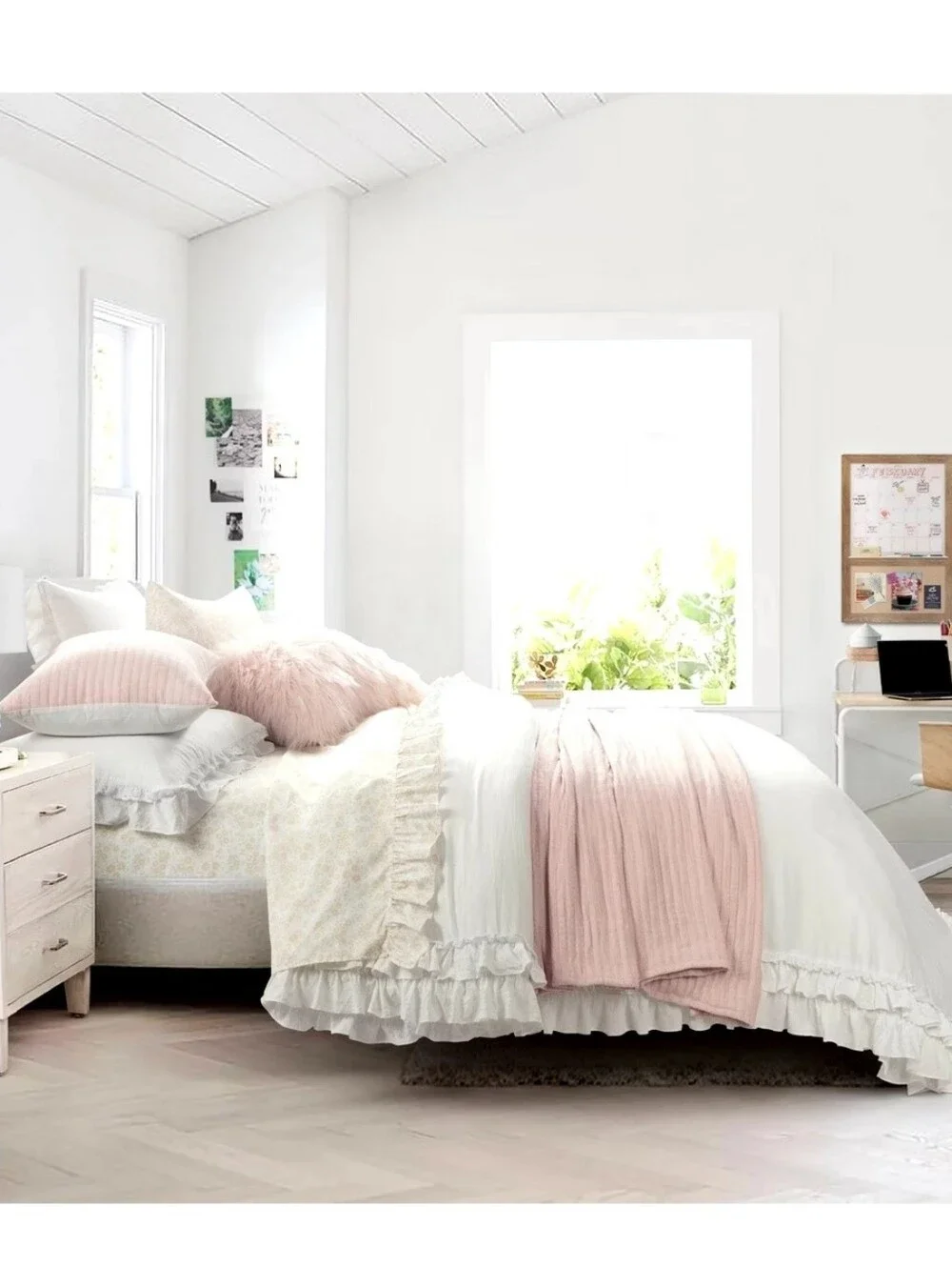 Lush Décor 3pc Full/Queen Ella Ruffle Duvet Bedding Set White NO FILL